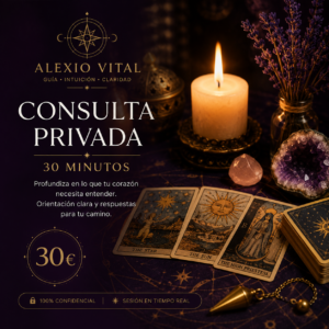 Consulta privada de tarot de 30 minutos con Alexio Vital en ambiente espiritual y esotérico