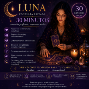 Consulta privada de tarot con Luna de 30 minutos para orientación emocional y espiritual